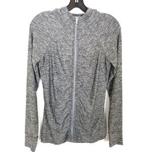 Athleta Women Pacifica Zip up Ruched Jacket Sz M Gray Athletic Yoga Running
